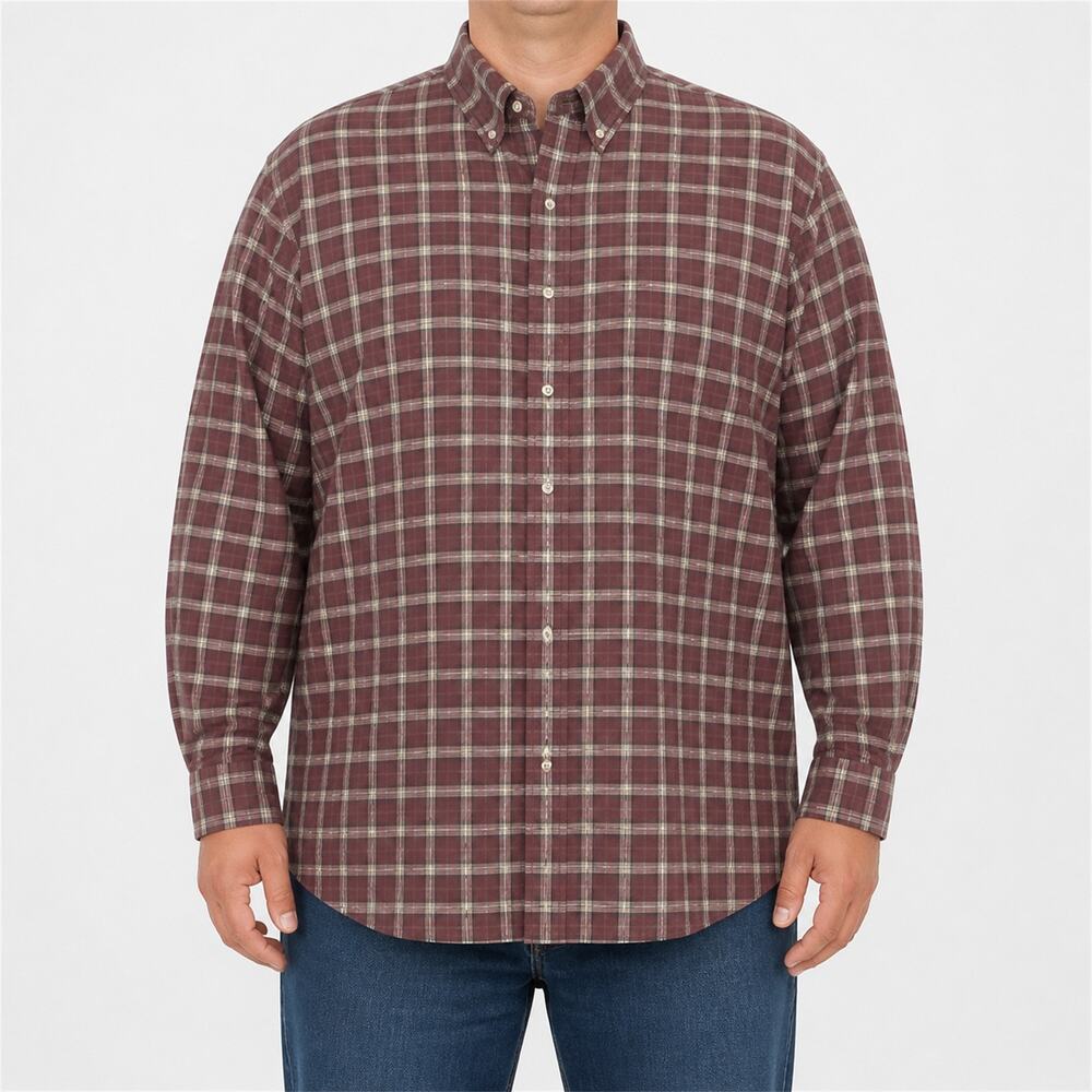 Cremieux Shirt Mens 3XT Red White Classics Flannel Plaid 100% Cotton Button-Down